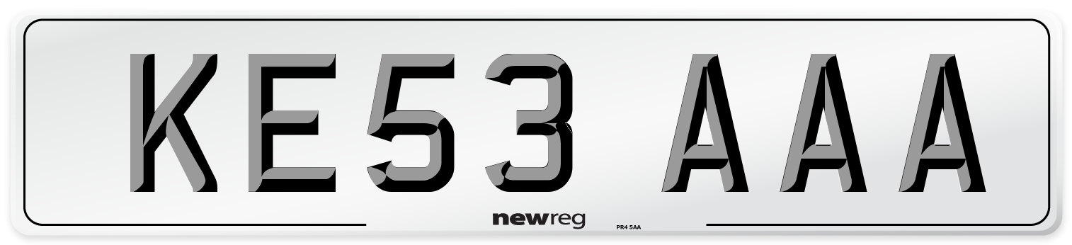 KE53 AAA Number Plate from New Reg